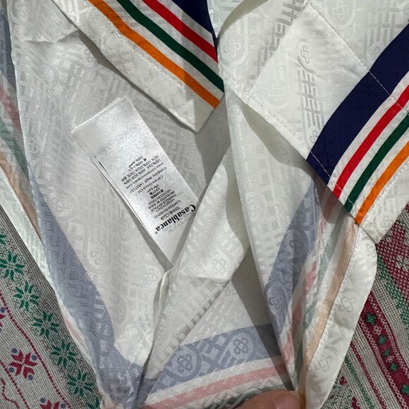 Casablanca Knitted Collar Short Sleeve Shirt White - Picture 8 of 8